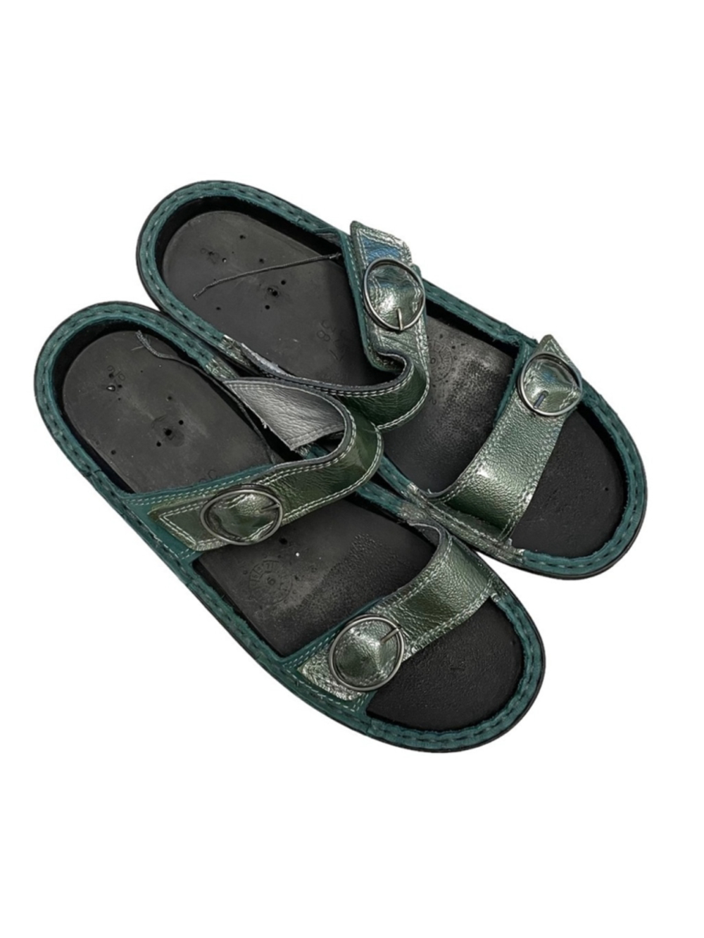 NAOT Leather Strap Sandals Green 38